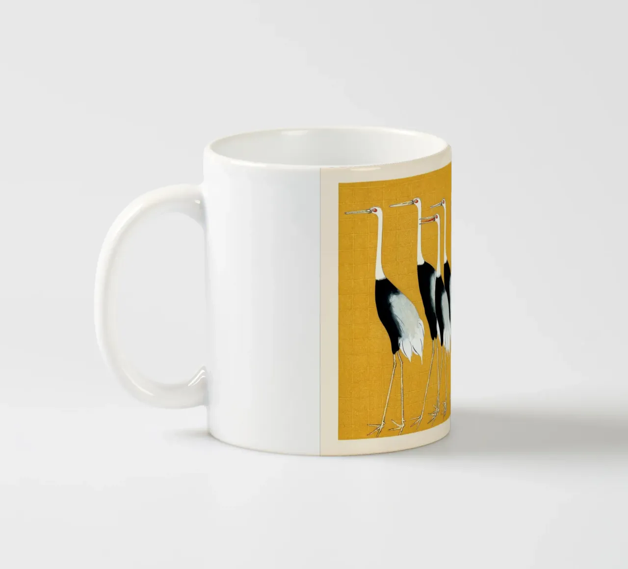 Flock of Japanese Red Crown Cranes Ogata Korin tazza in ceramica da apoloprints