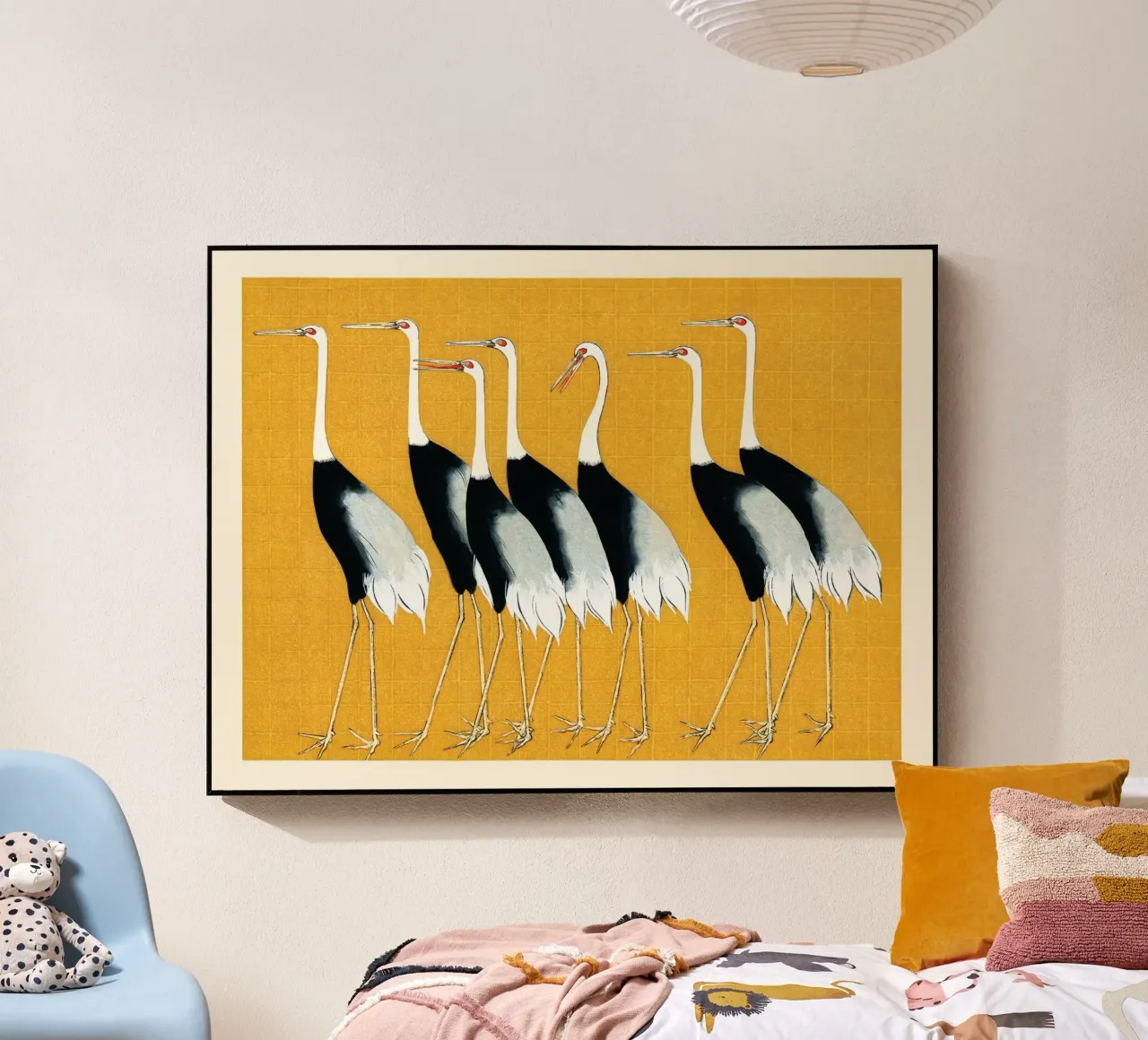 Flock of Japanese Red Crown Cranes Ogata Korin metacrilato de apoloprints