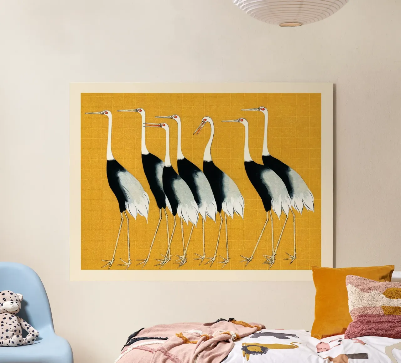 Flock of Japanese Red Crown Cranes Ogata Korin metacrilato de apoloprints