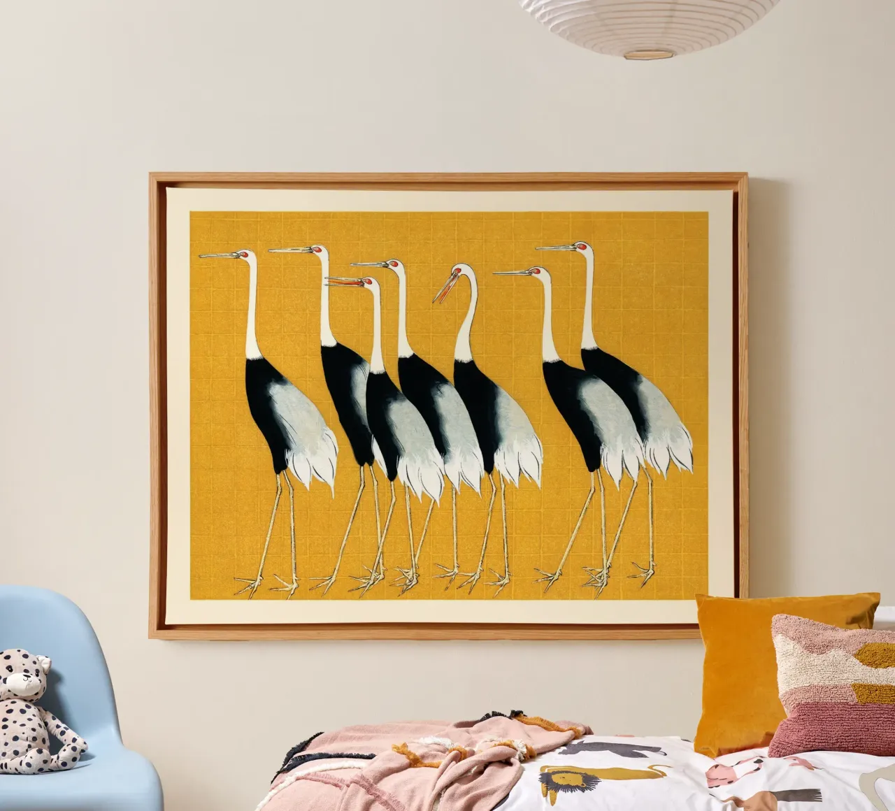 Flock of Japanese Red Crown Cranes Ogata Korin tela con Cornice a cassetta da apoloprints