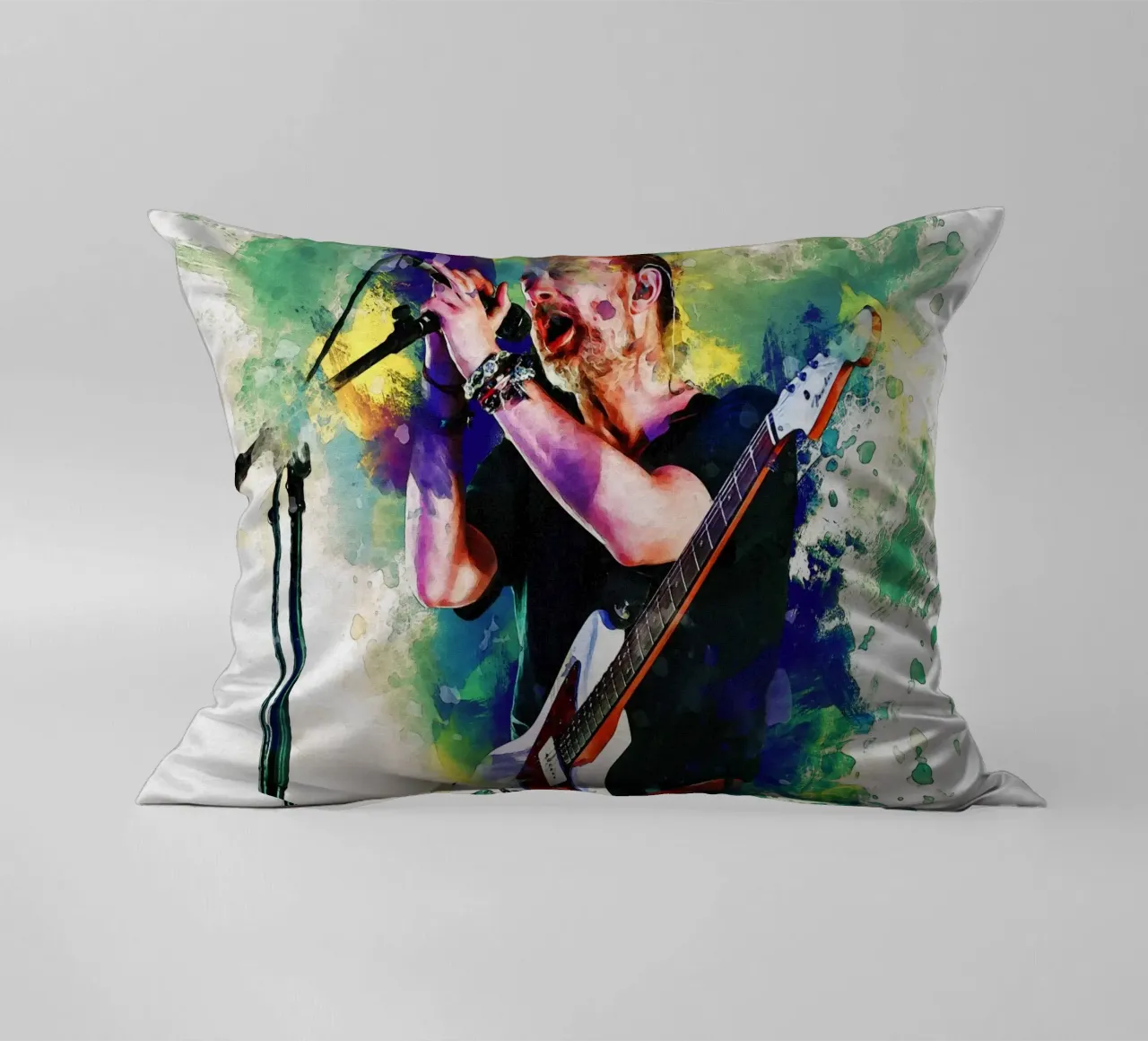 Smudge of Portrait Thom Yorke decorative cushion by Gunawan Rb