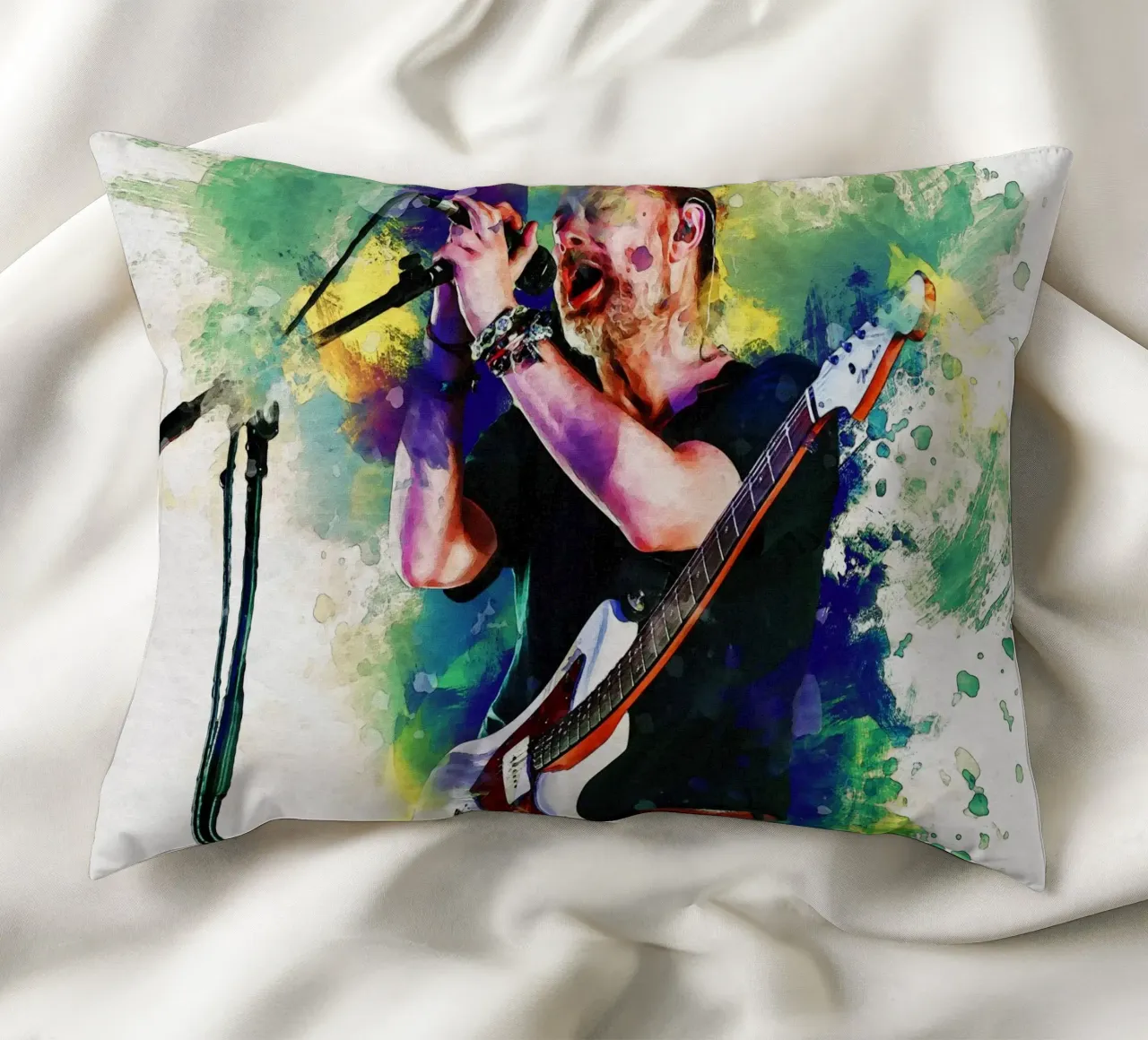 Smudge of Portrait Thom Yorke decorative cushion by Gunawan Rb