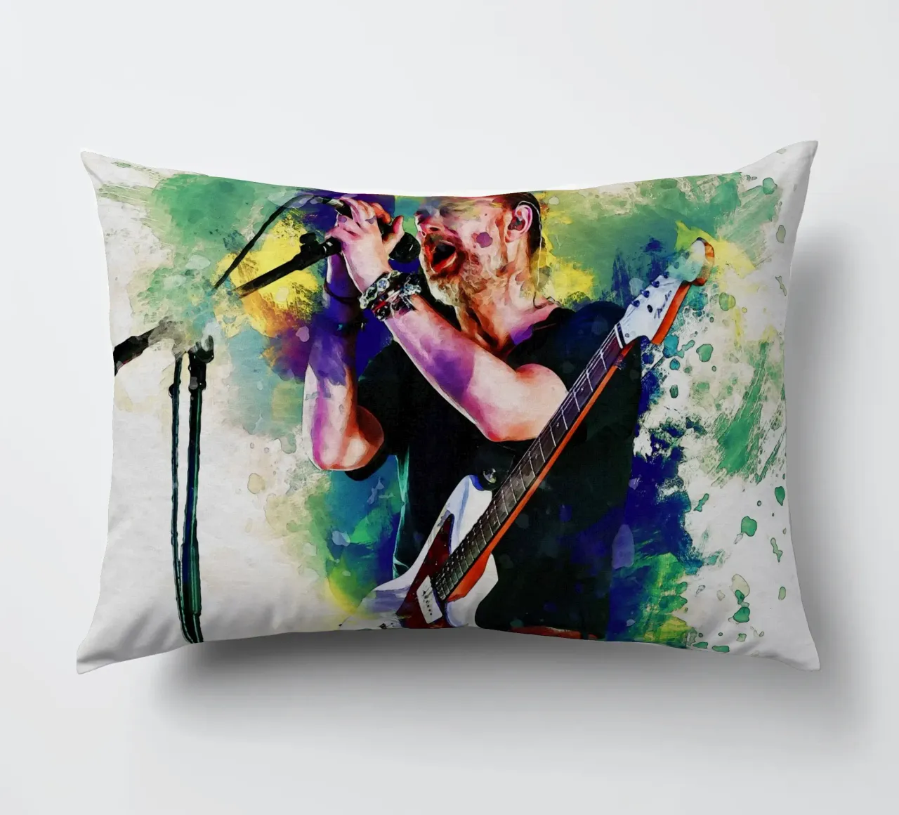 Smudge of Portrait Thom Yorke decorative cushion by Gunawan Rb
