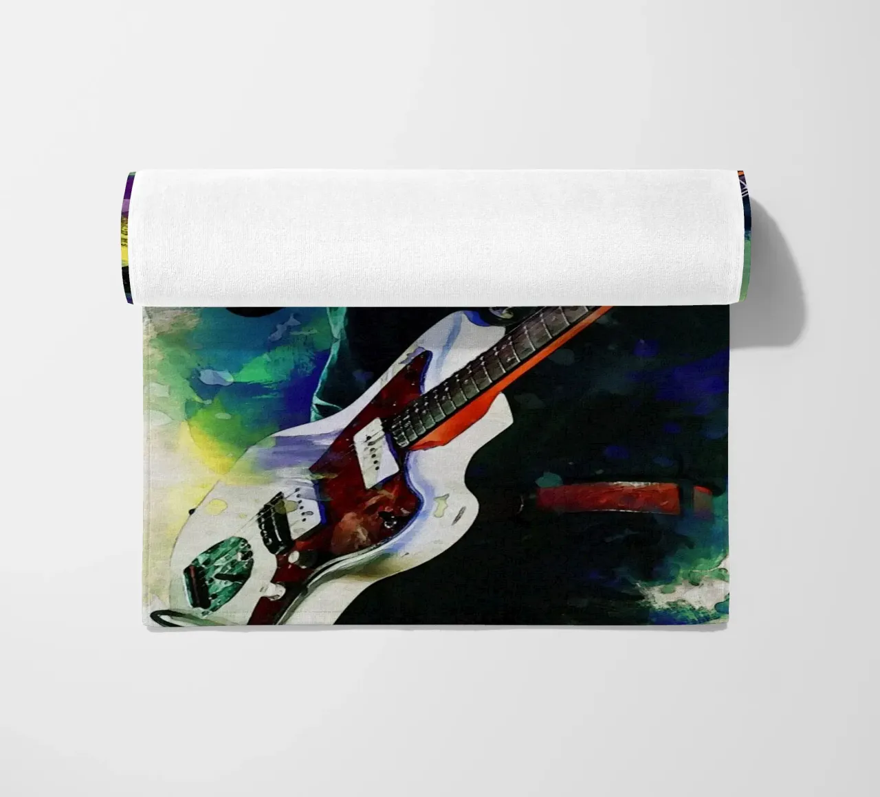 Smudge of Portrait Thom Yorke beach towel by Gunawan Rb
