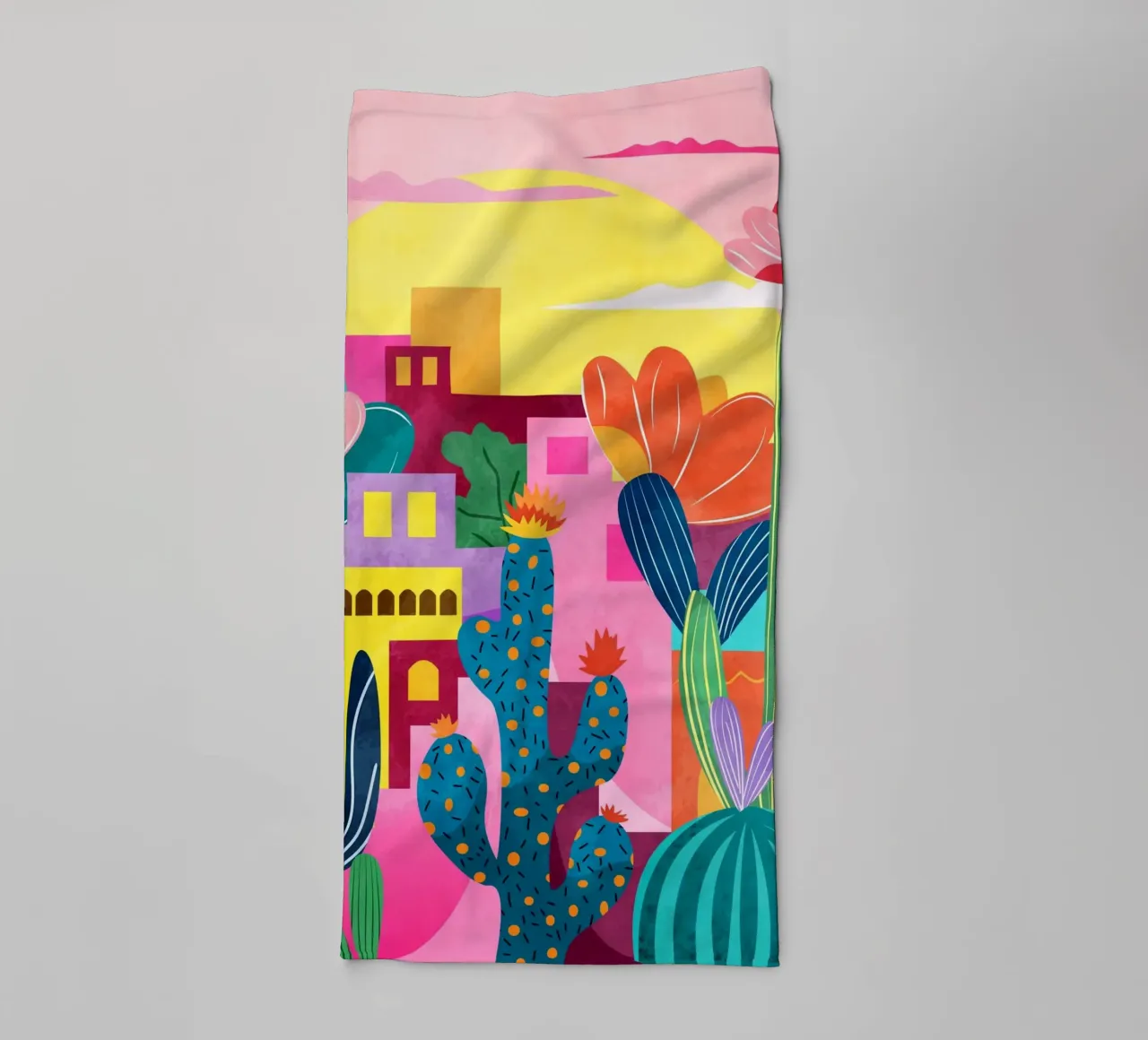 Cactusstad badhanddoek van Kintsugi99