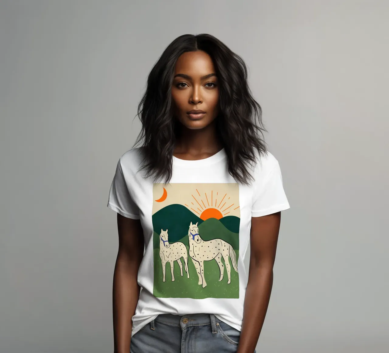 Paarden van de Hooglanden dames t-shirt getailleerd van Kintsugi99