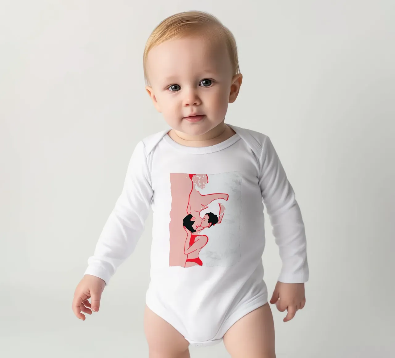 Ethereal Kiss in the Waves long-sleeve baby romper by Kintsugi99