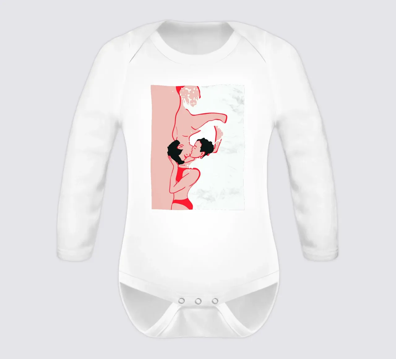 Ethereal Kiss in the Waves long-sleeve baby romper by Kintsugi99