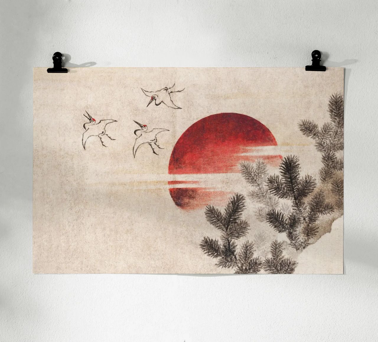 Hokusai's Birds and sunset poster de apoloprints