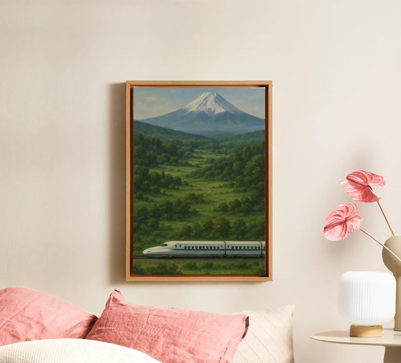 Shinkansen Serene at Fuji tela con Cornice a cassetta da Mosaic Dialogue