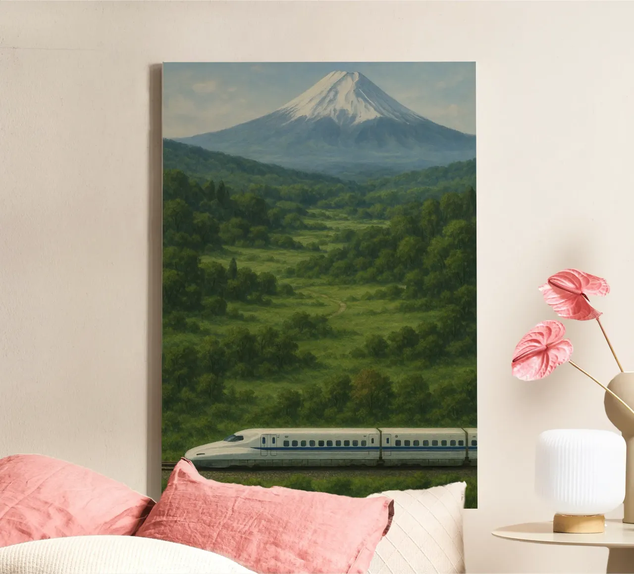 Shinkansen Serene at Fuji tela con Cornice a cassetta da Mosaic Dialogue