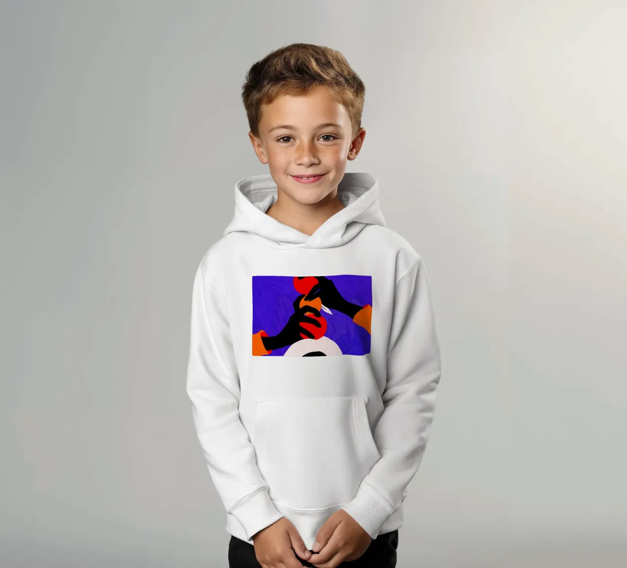 Mani sull'arancione felpa bambino con cappuccio da Kintsugi99