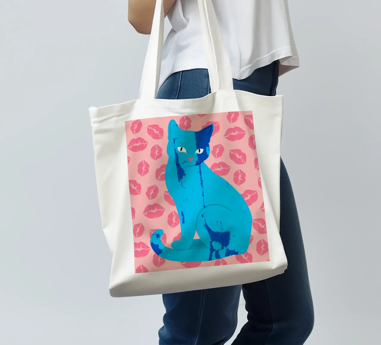 Amore Meow-ment borsa in juta da Kintsugi99