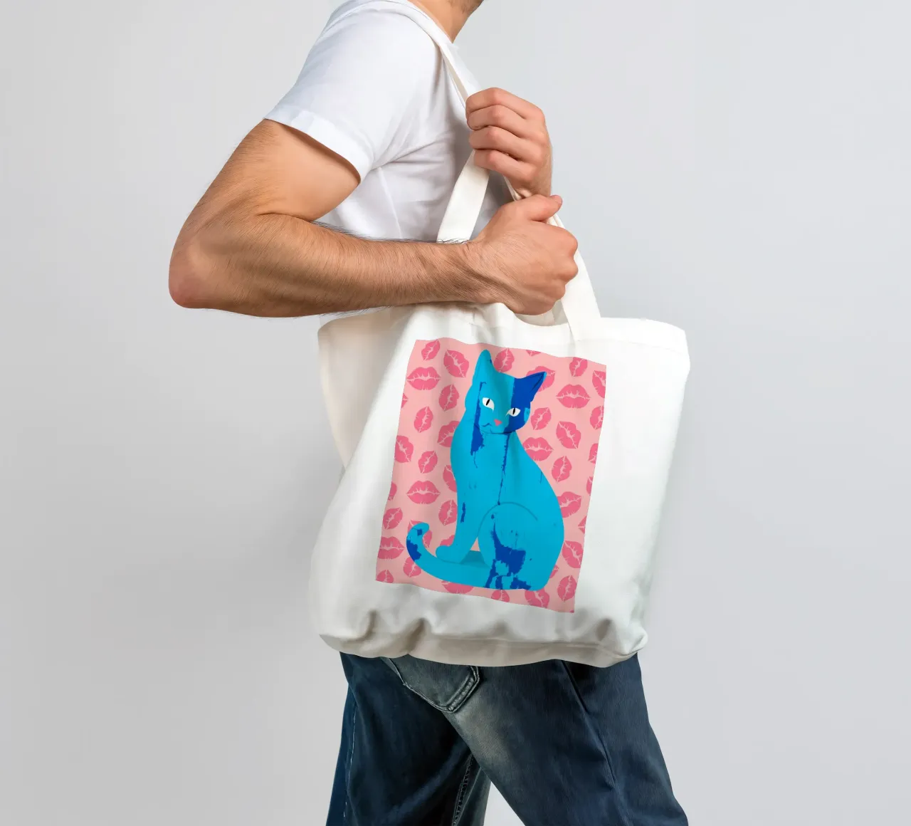 Amore Meow-ment borsa in juta da Kintsugi99