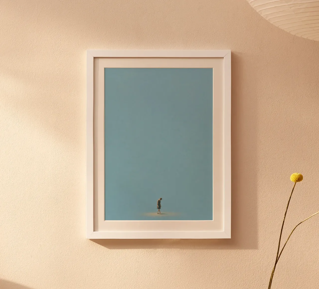 Solitary Steps in Sky Blue poster con telaio in plastica da Mosaic Dialogue