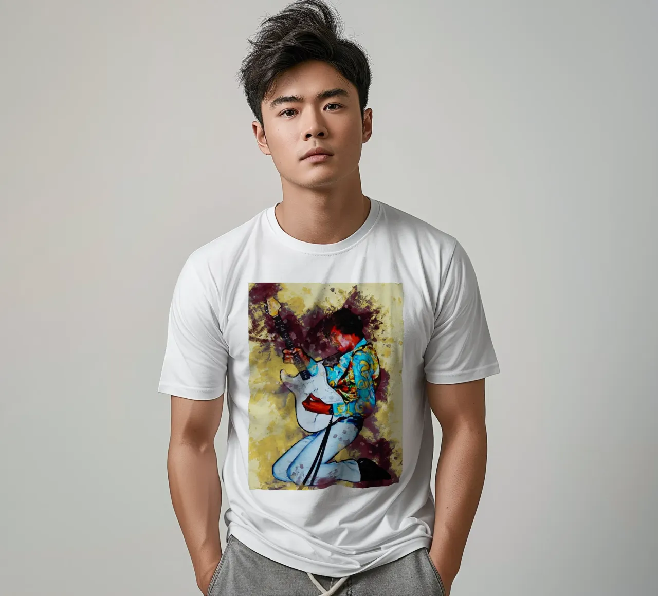Macchia di ritratto Jimi Hendrix t-shirt da Gunawan Rb