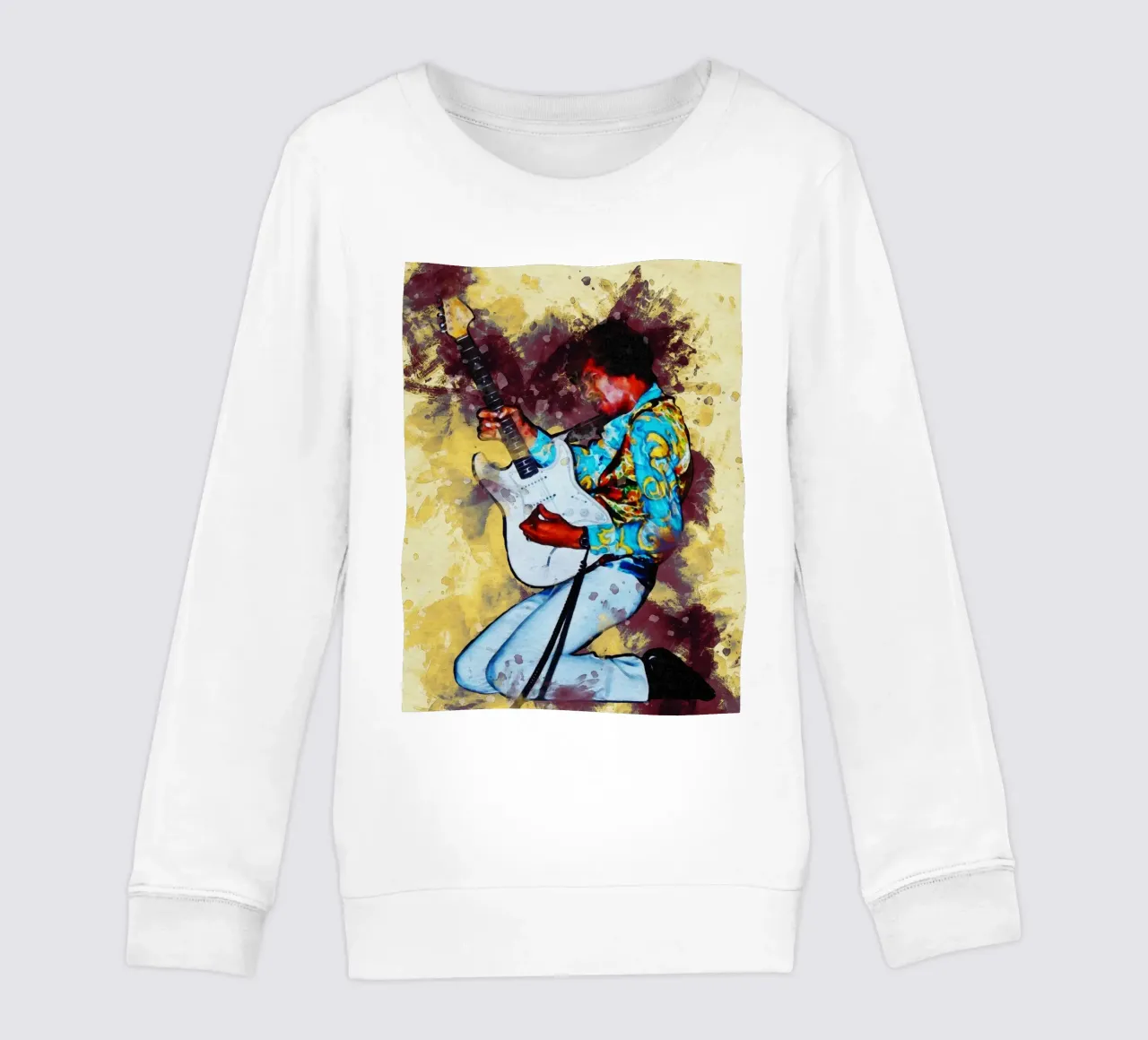 Smudge of Portrait Jimi Hendrix kids sweatshirt by Gunawan Rb