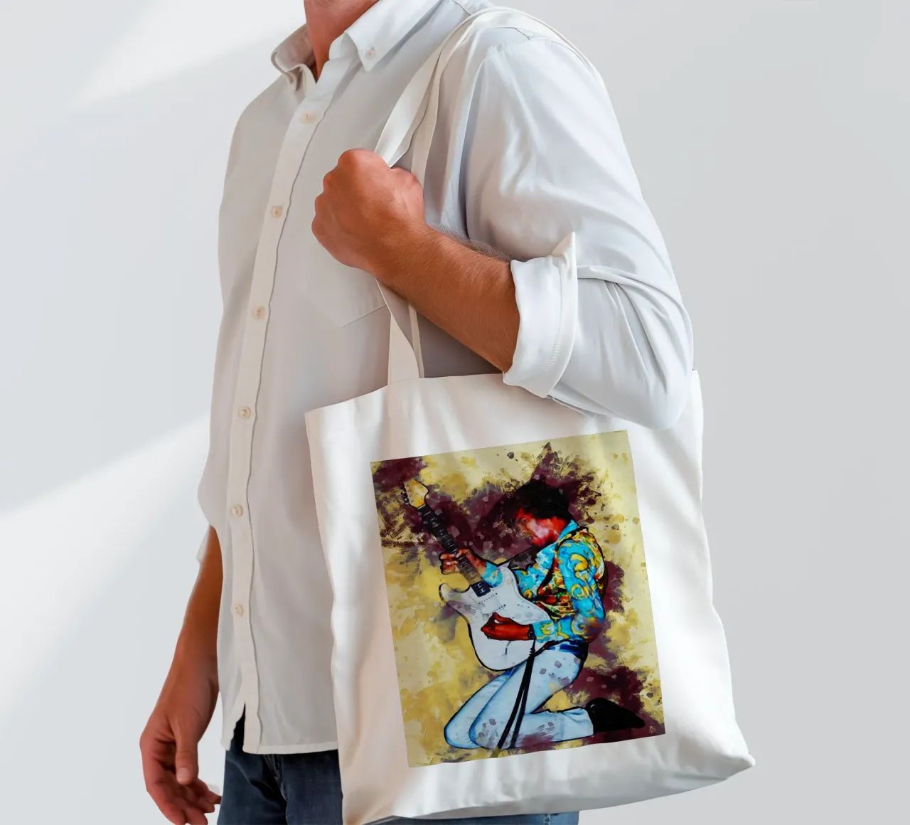 Smudge of Portrait Jimi Hendrix tote bag by Gunawan Rb