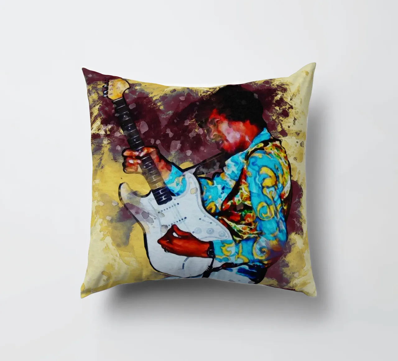 Macchia di ritratto Jimi Hendrix cuscino da Gunawan Rb