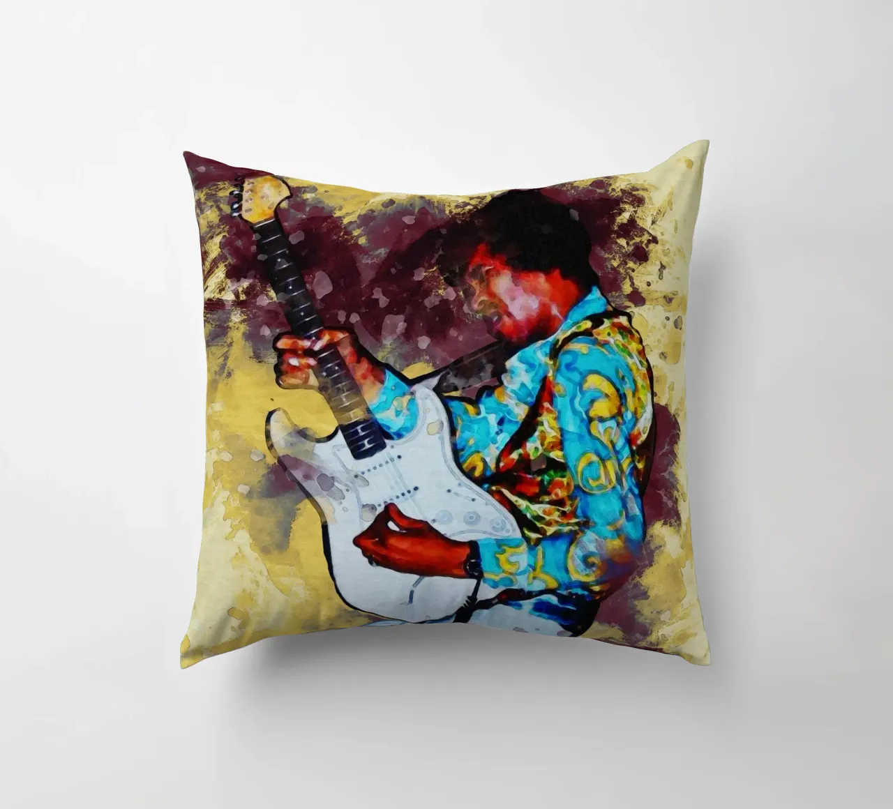 Macchia di ritratto Jimi Hendrix cuscino da Gunawan Rb