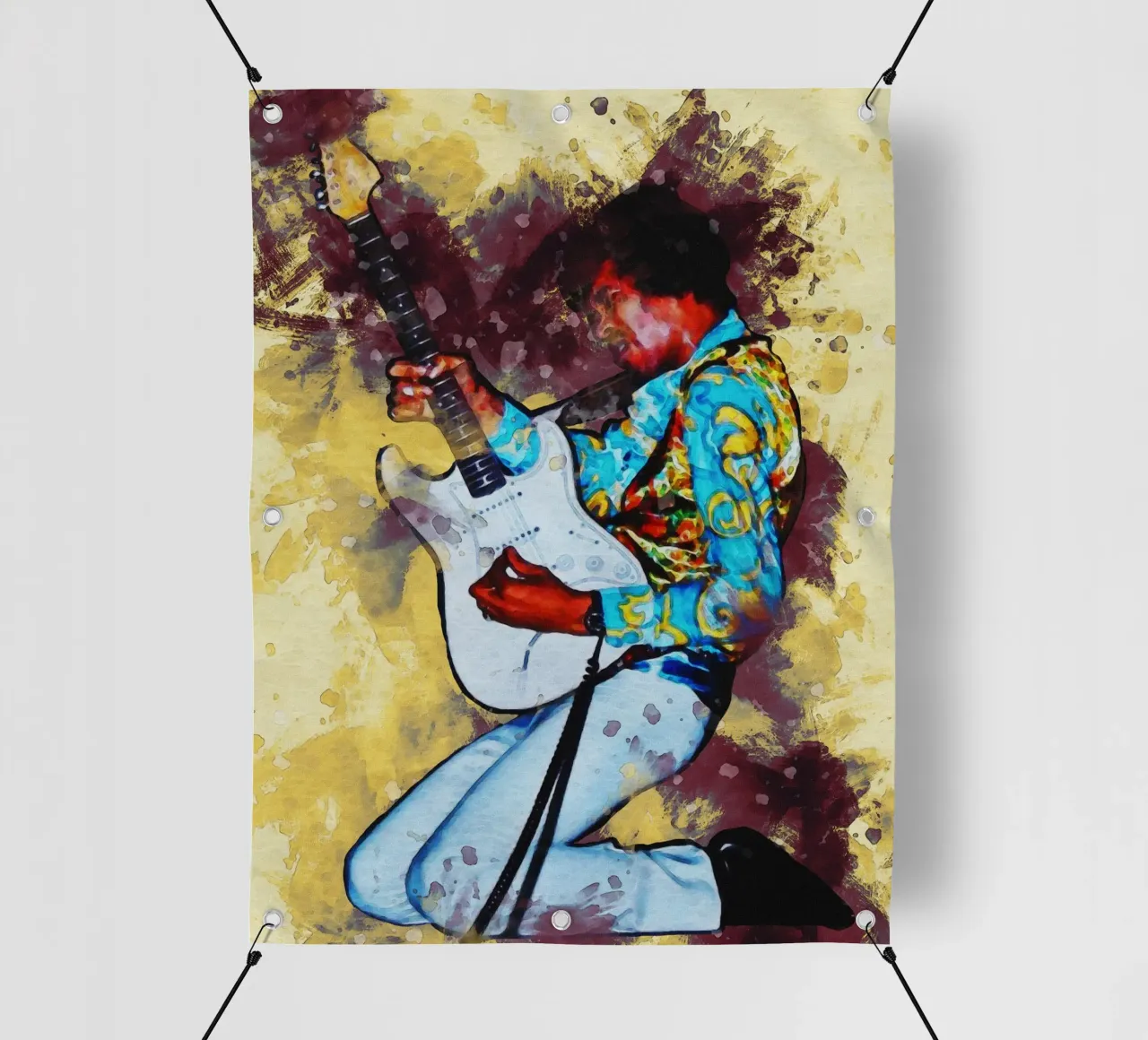 Macchia di ritratto Jimi Hendrix telo in pvc da Gunawan Rb