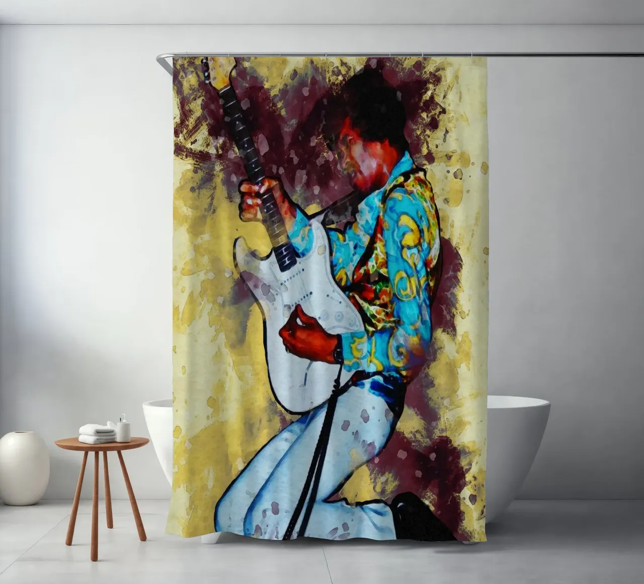 Smudge of Portrait Jimi Hendrix Duschvorhang von Gunawan Rb