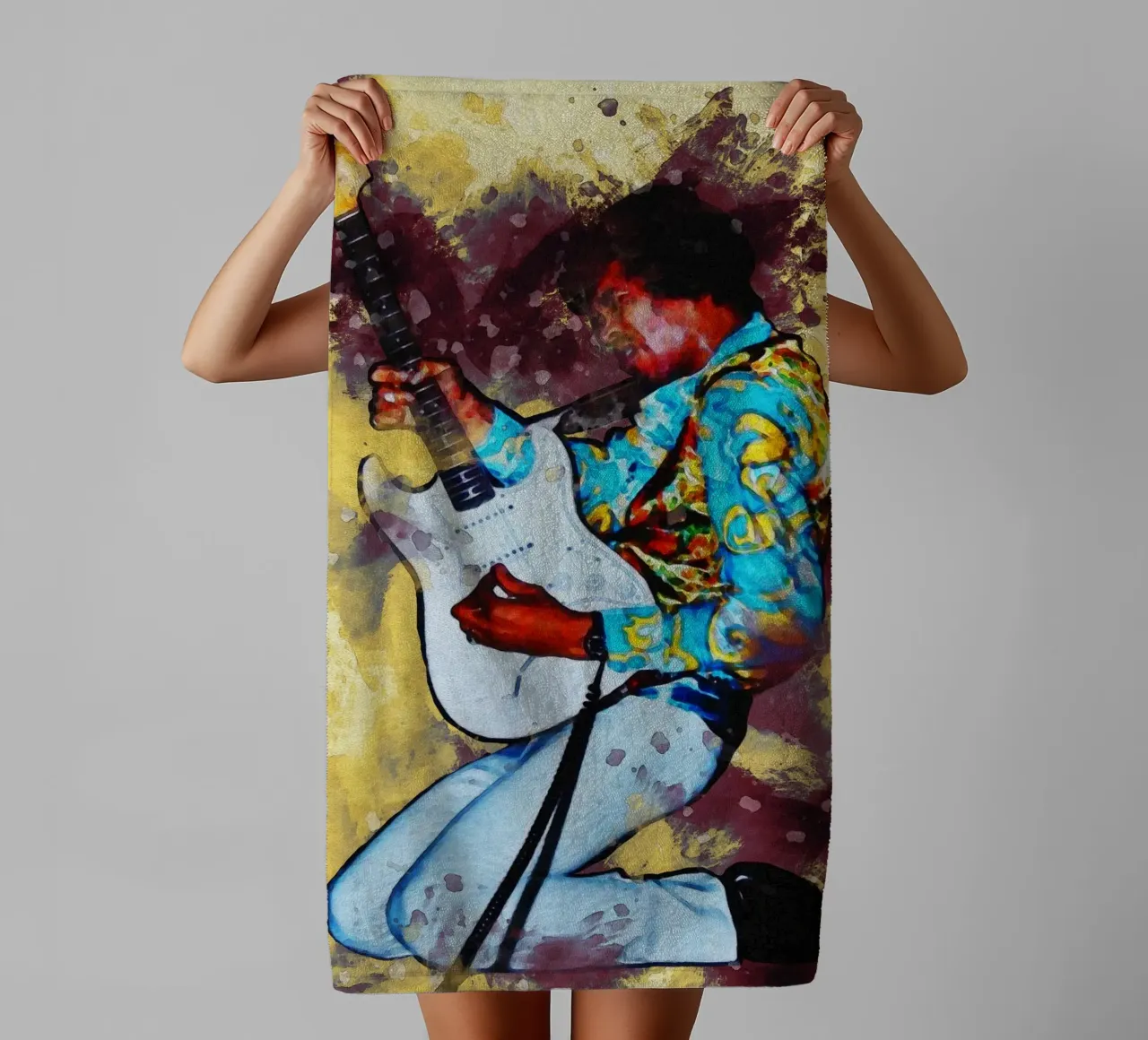 Smudge of Portrait Jimi Hendrix Handtuch von Gunawan Rb
