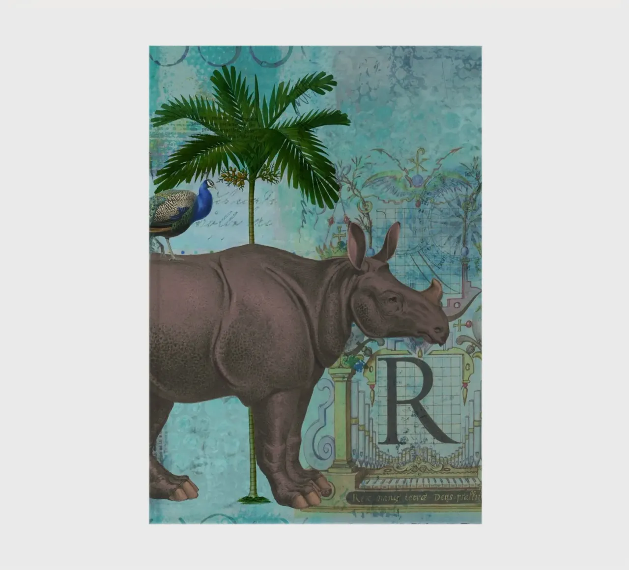 Collage di rinoceronti e scimmie diario da Andrea Haase Vintage World