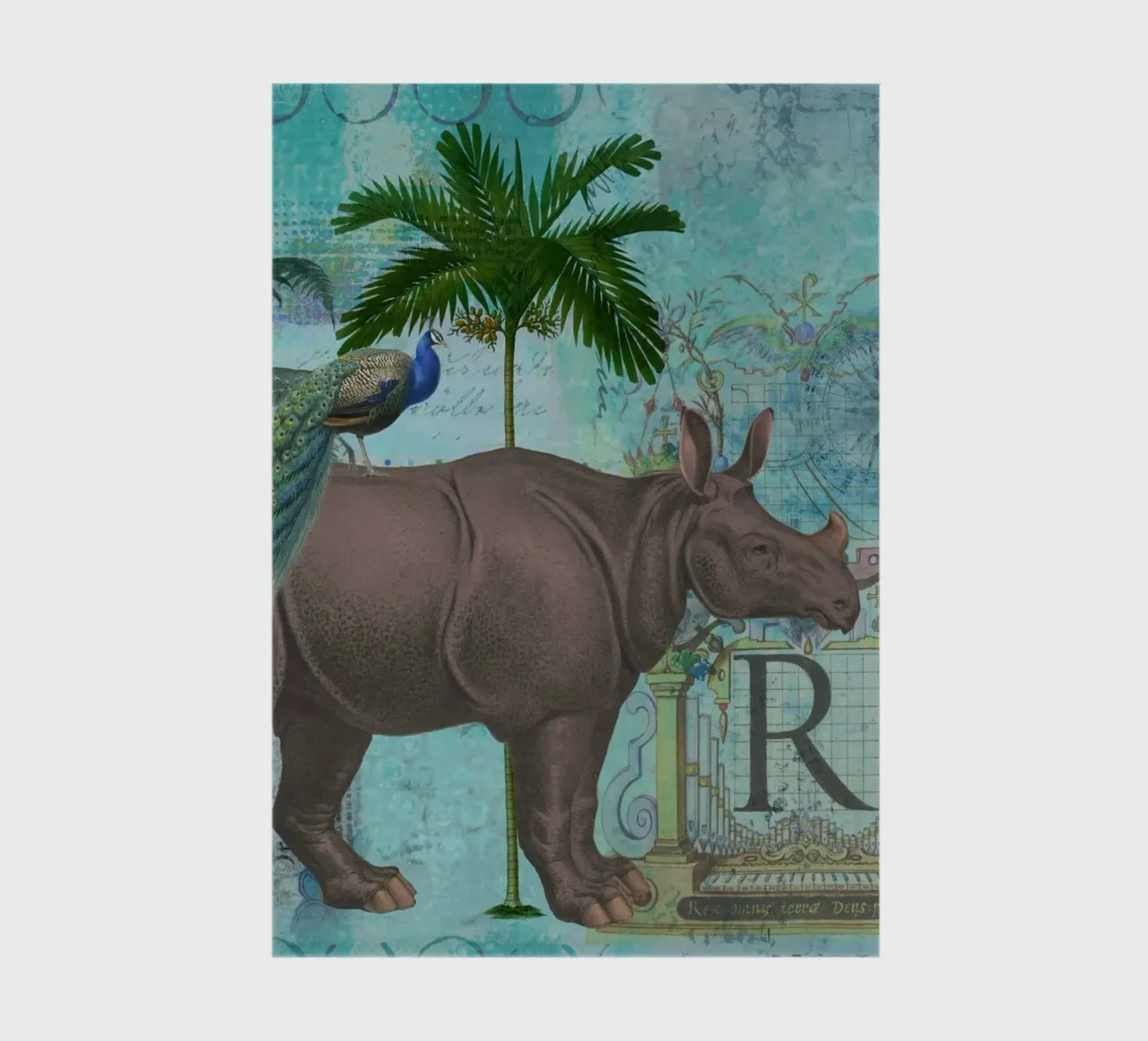 Collage di rinoceronti e scimmie diario da Andrea Haase Vintage World