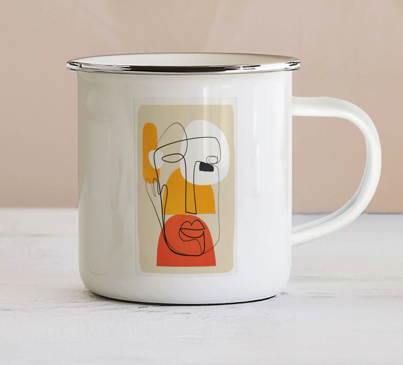 Abstract Faces tazza in smalto da cityart