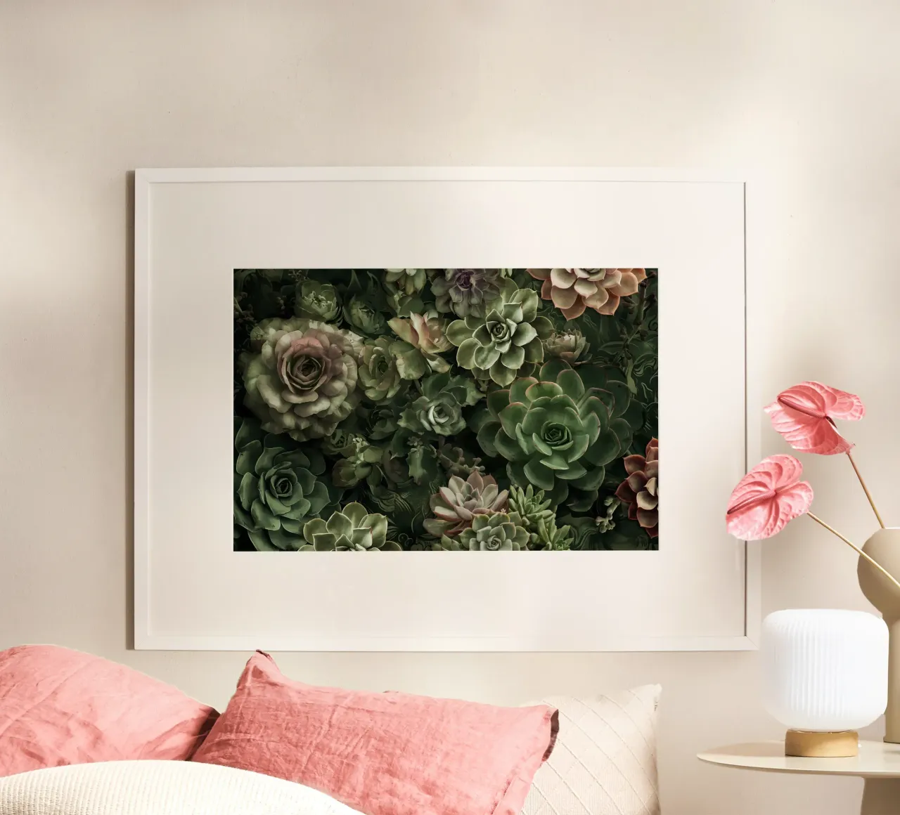 Giardino del deserto verde Fiori succulenti lunatici poster con telaio in alluminio da Andrea Haase Floral Passion