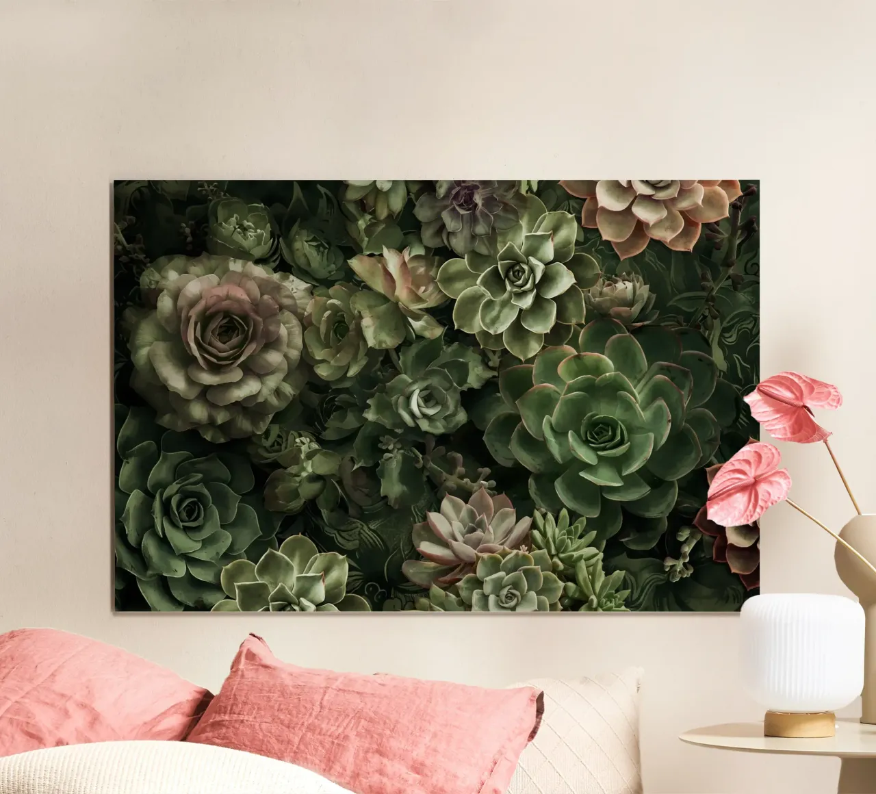 Giardino del deserto verde Fiori succulenti lunatici poster con telaio in alluminio da Andrea Haase Floral Passion
