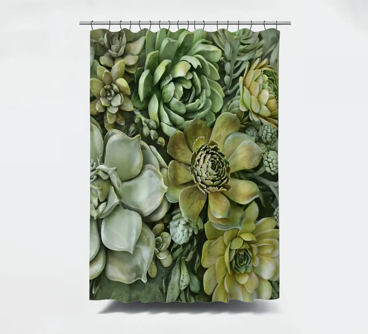 Giardino verticale di succulente botaniche verdi tenda da doccia da Andrea Haase Floral Passion