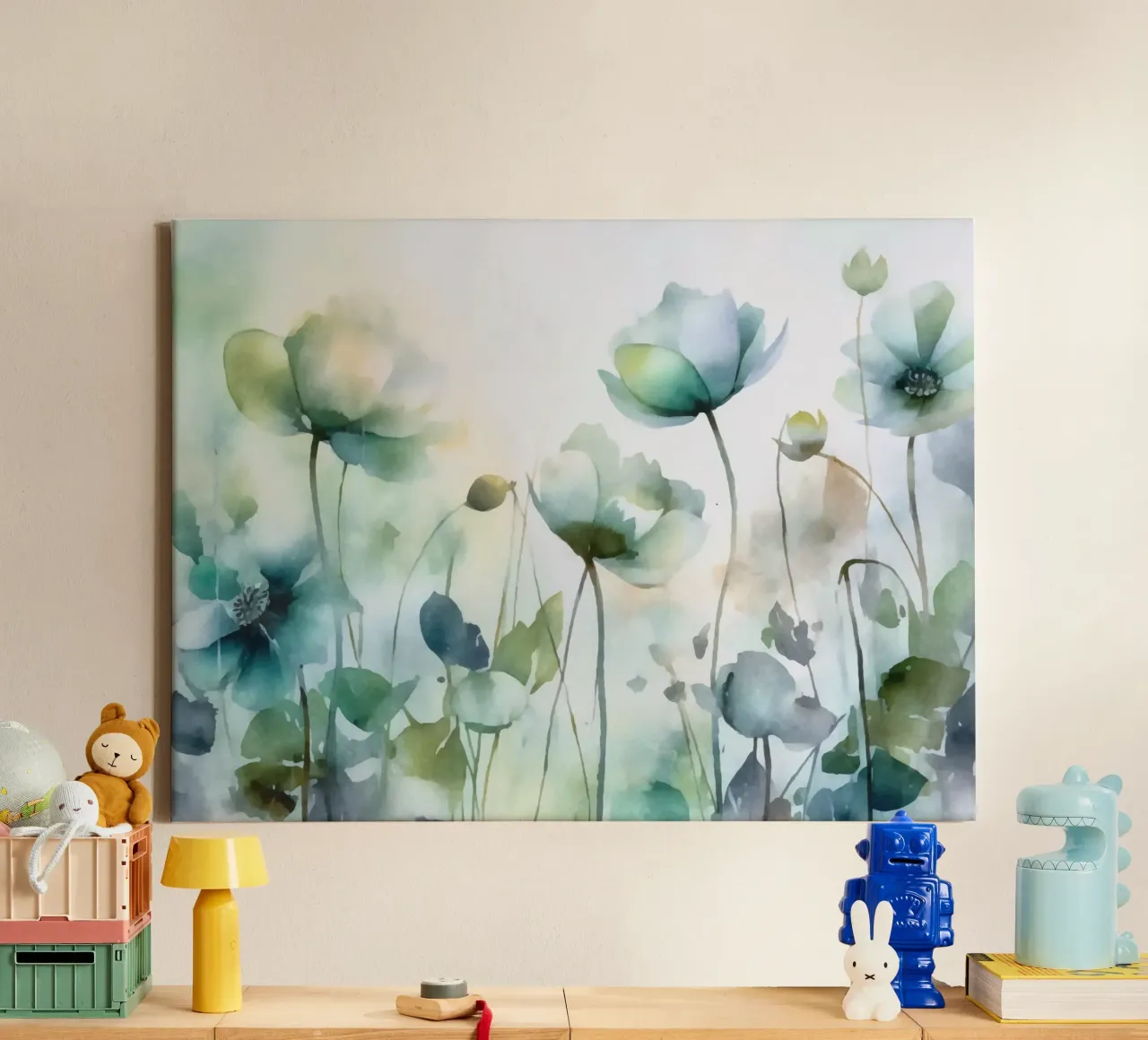 Ätherische üppig grüne Wildblumenwiese Leinwand mit Schattenfugenrahmen von Andrea Haase Floral Passion