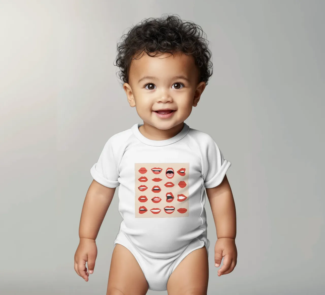 Lips III short-sleeve baby romper by Nadjaa