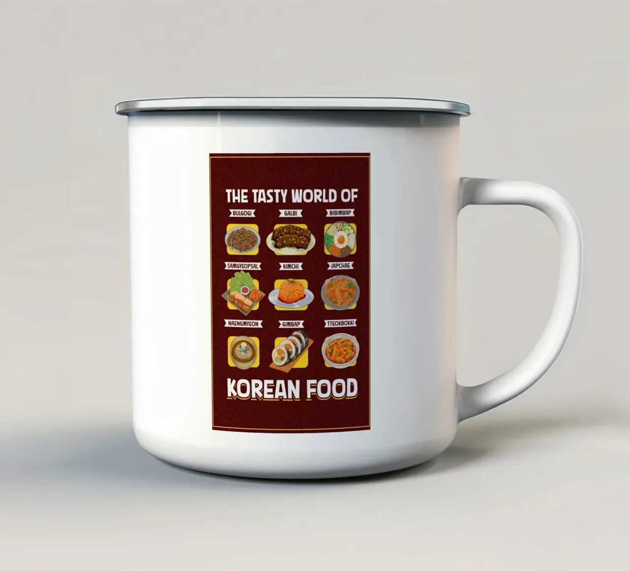Il mondo della cucina coreana tazza in smalto da pixelbull - medieval art and more