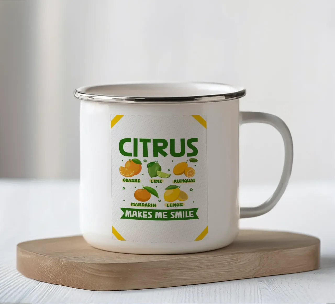 Gli agrumi mettono di buon umore tazza in smalto da pixelbull - medieval art and more