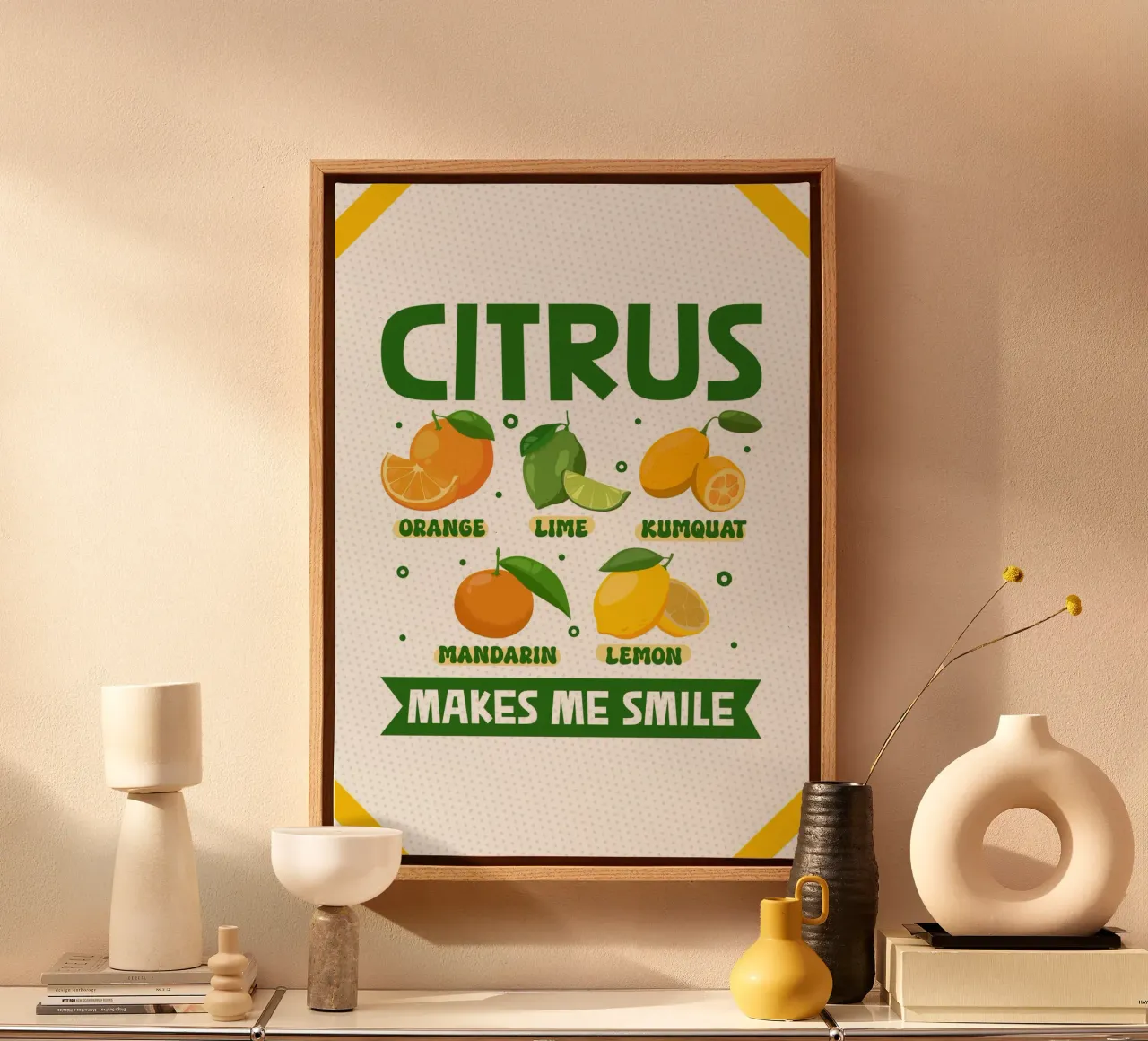 Citrus fruits put you in a good mood canvas with Floater frame by pixelbull - medieval art and more