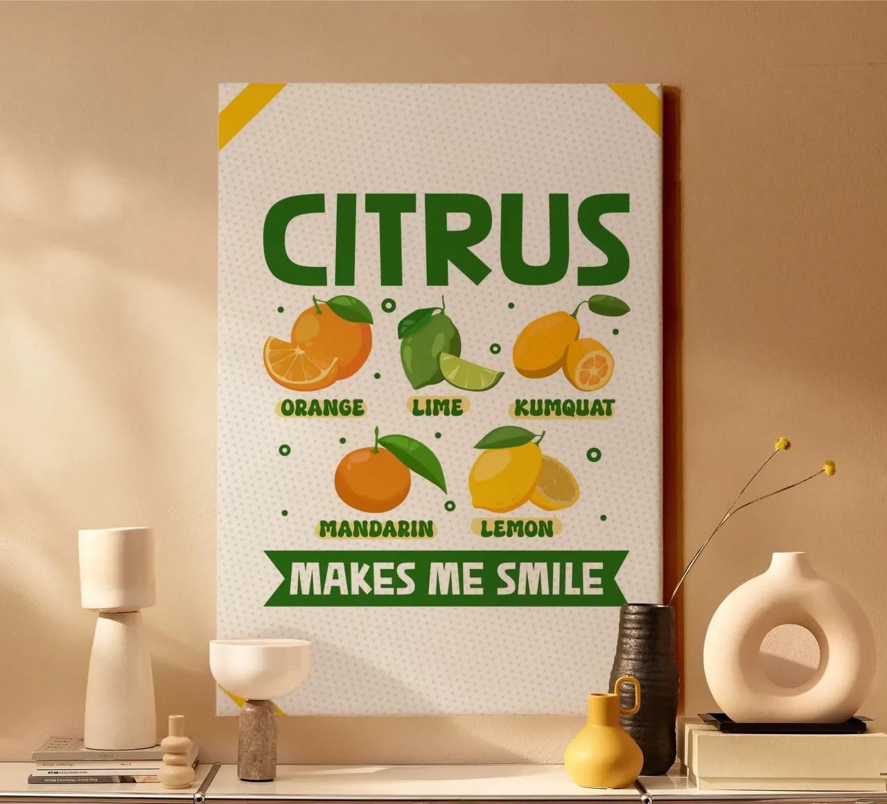 Citrus fruits put you in a good mood canvas with Floater frame by pixelbull - medieval art and more