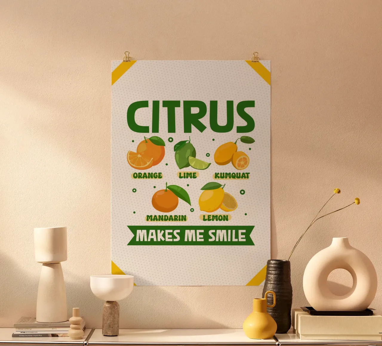 Gli agrumi mettono di buon umore poster con telaio in plastica da pixelbull - medieval art and more