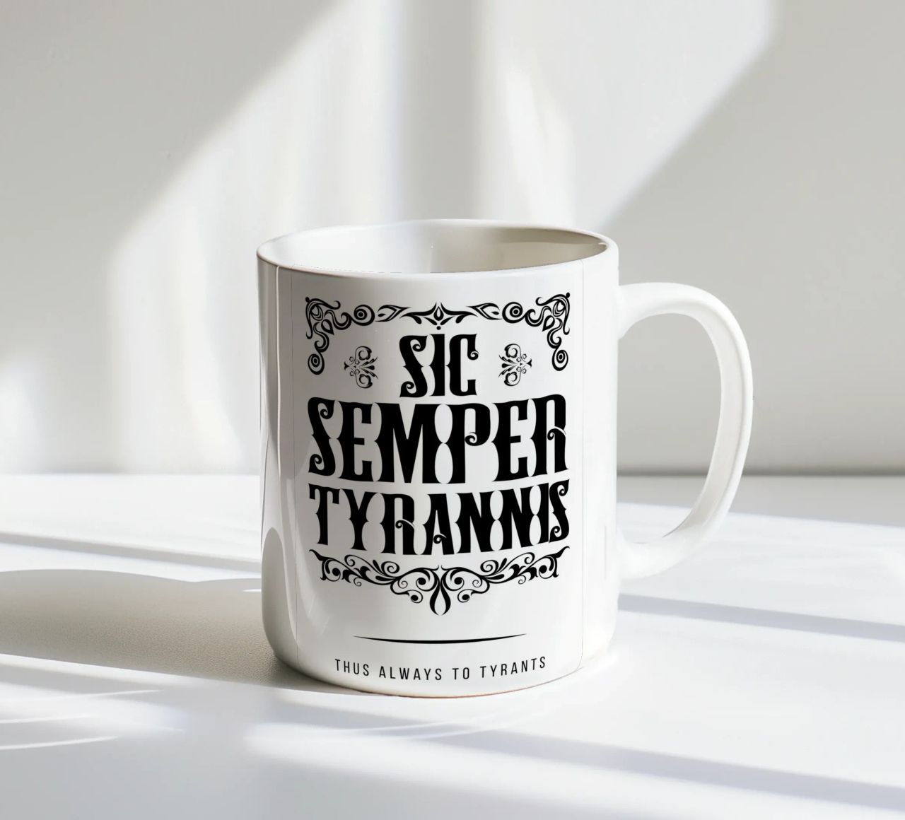 Sic Semper Tyrannis tazza in ceramica da pixelbull - medieval art and more
