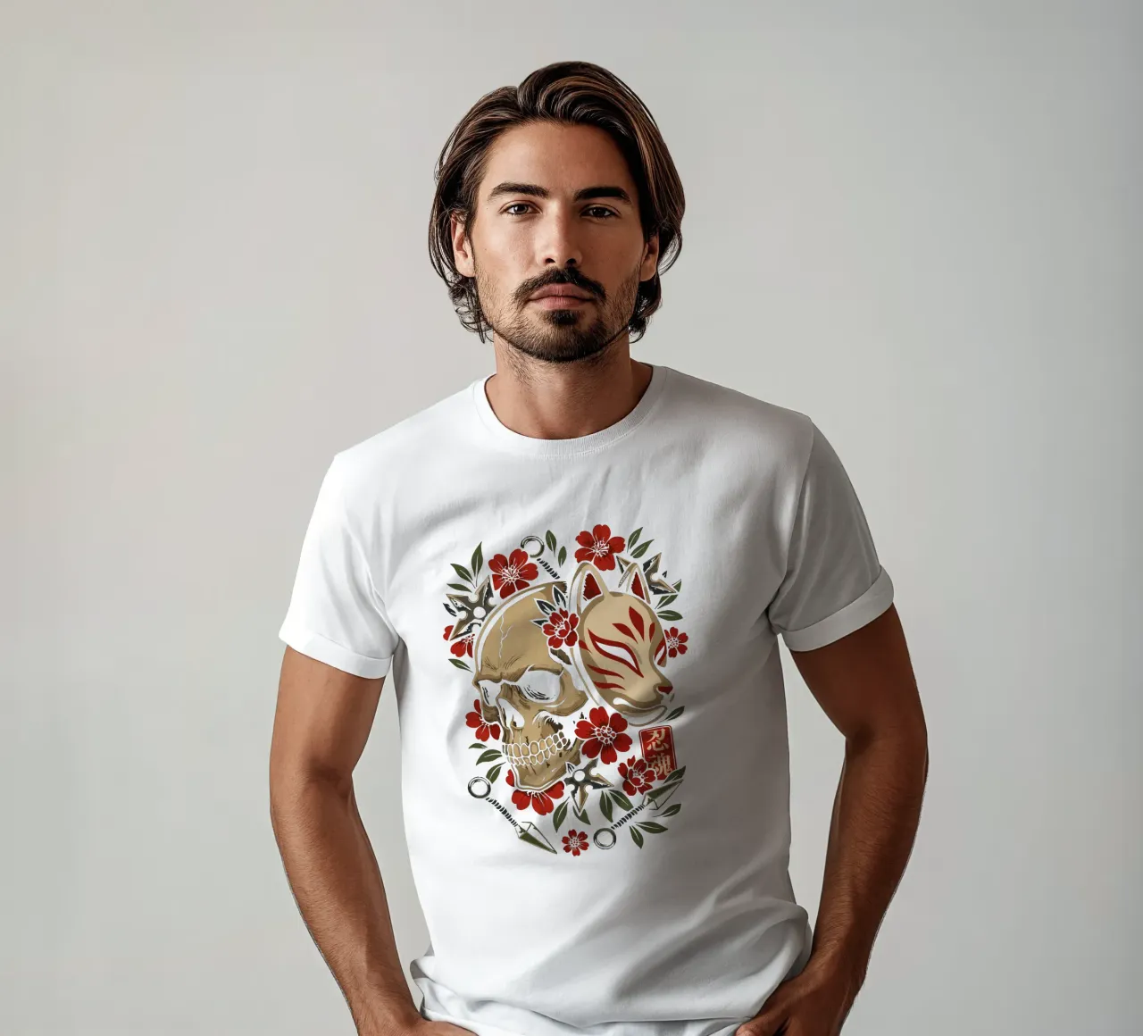 Maschera Kitsune Cranio t-shirt da LM2KONE