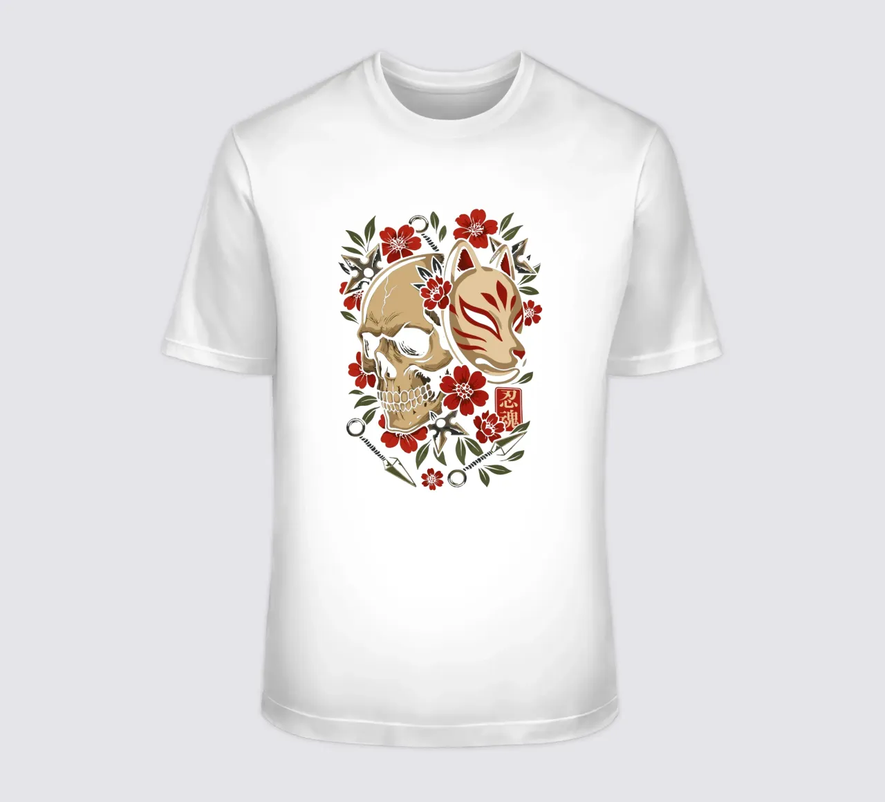 Maschera Kitsune Cranio t-shirt da LM2KONE