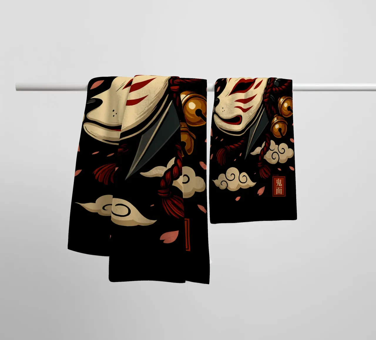 Maschera Kitsune incantata asciugamano da bagno da LM2KONE