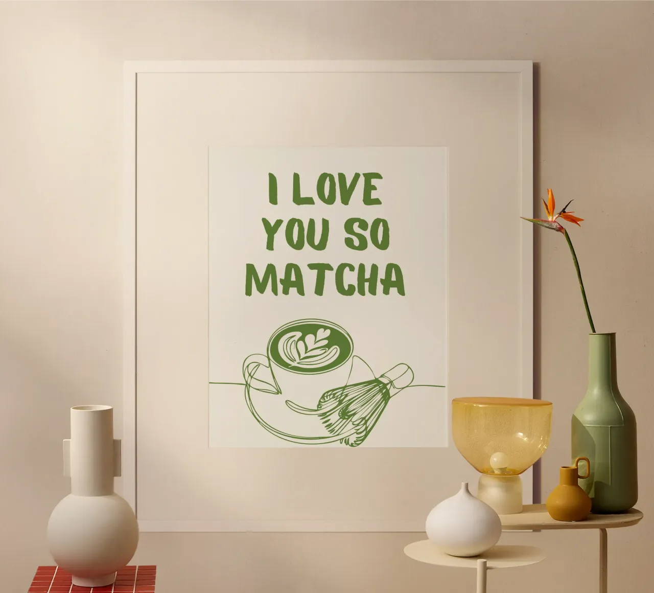 I love you so Matcha poster avec cadre en plastique de chellylovesdesign
