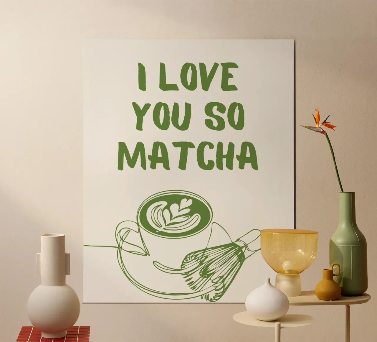 I love you so Matcha poster avec cadre en plastique de chellylovesdesign