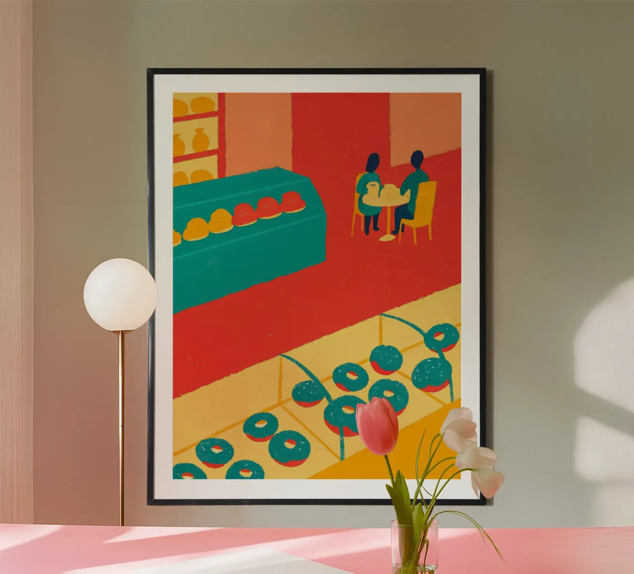 Negozio di ciambelle poster con telaio in legno da PERSONAL TOUCH