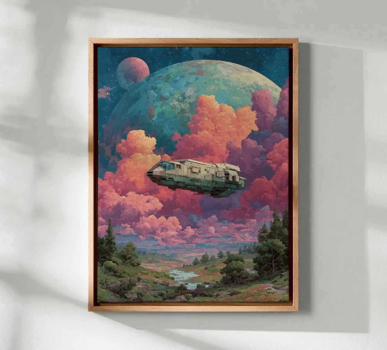 Space-skewed adventure canvas with Floater frame by Carinaprint