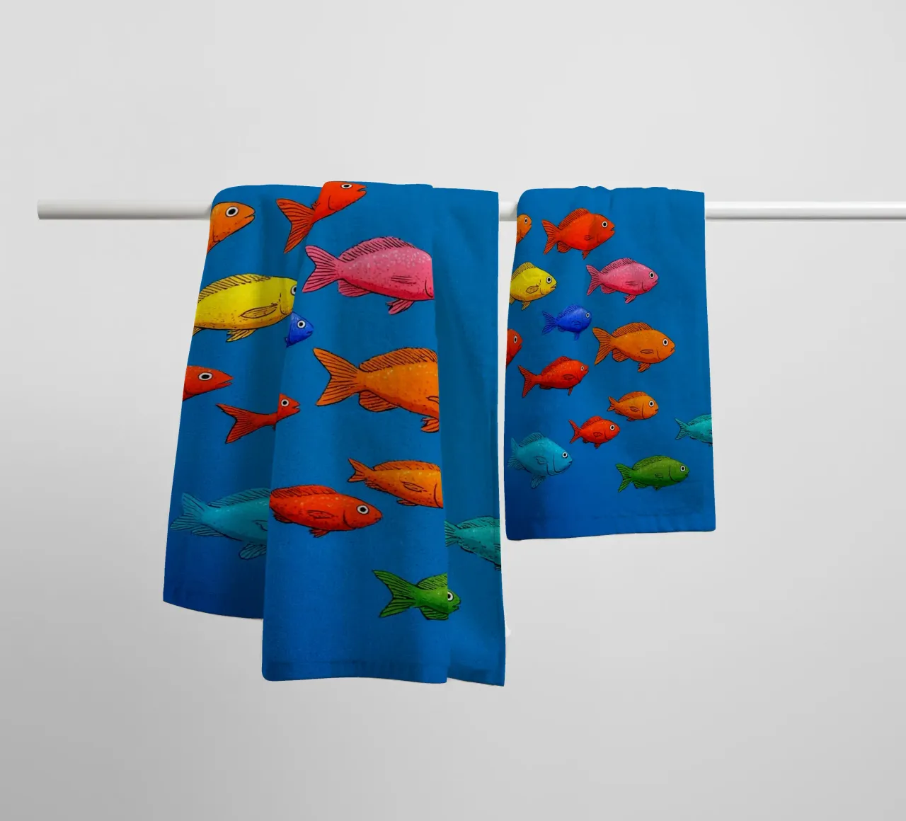 Viaggio tra i pesci colorati asciugamano da bagno da Carinaprint
