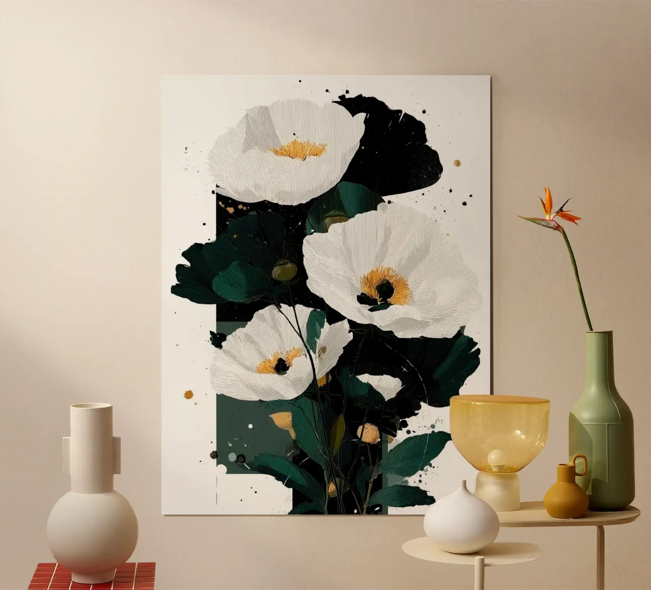 Flowers art B poster con telaio in alluminio da Mateo